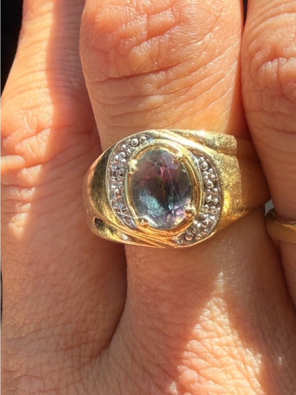 Vintage Mystic Topaz Fire Topaz in 10kt gold ring size 10